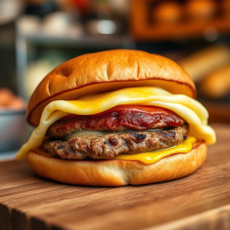 Breakfast sandwich on a fresh croissant